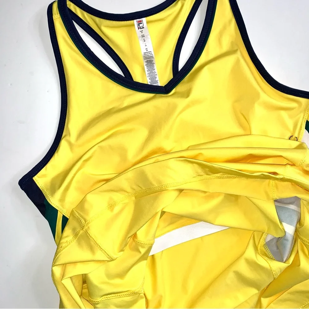 Fila UPF 50+ Yellow Racerback Tennis Dress w/ Matching Undershorts Size Medium - Picture 9 of 13